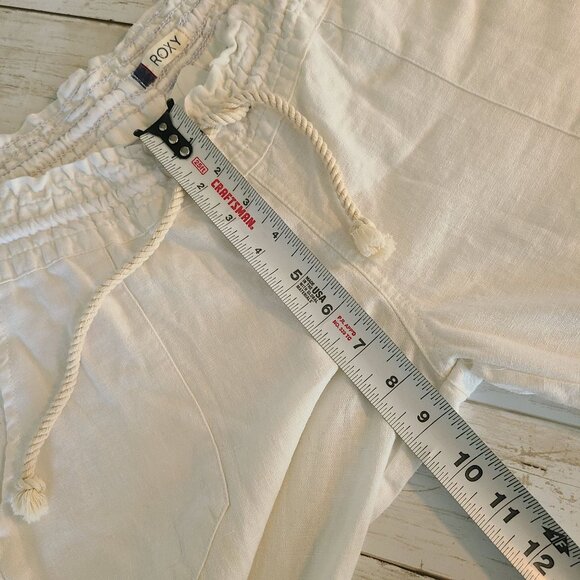 Roxy Oceanside White Flax Linen Blend Drawstring Pants Beach NEW Large Casual - Picture 5 of 12